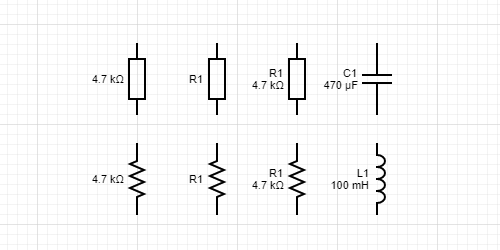 Resistor, inductor and capacitor